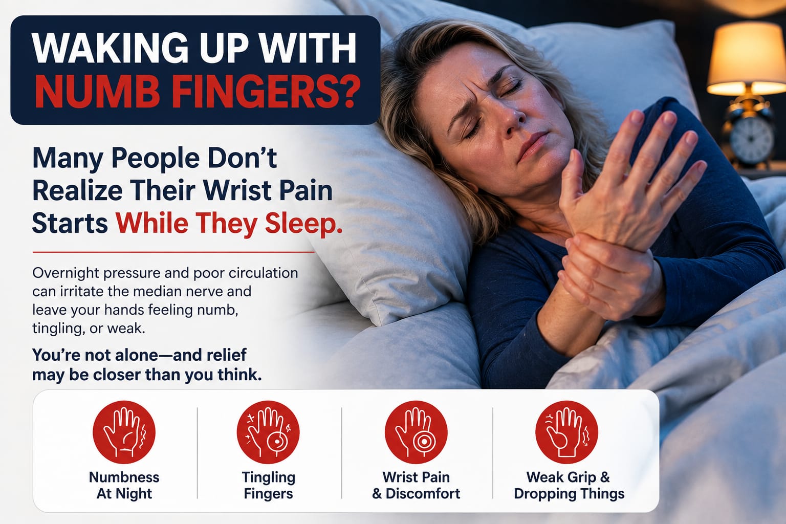 Waking up with numb fingers? Many people don't realize their wrist pain starts while they sleep.
